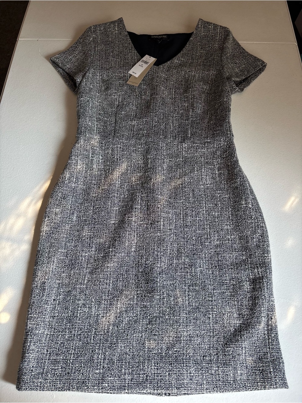 Banana Republic Gray Tweed Midi Sheath Dress